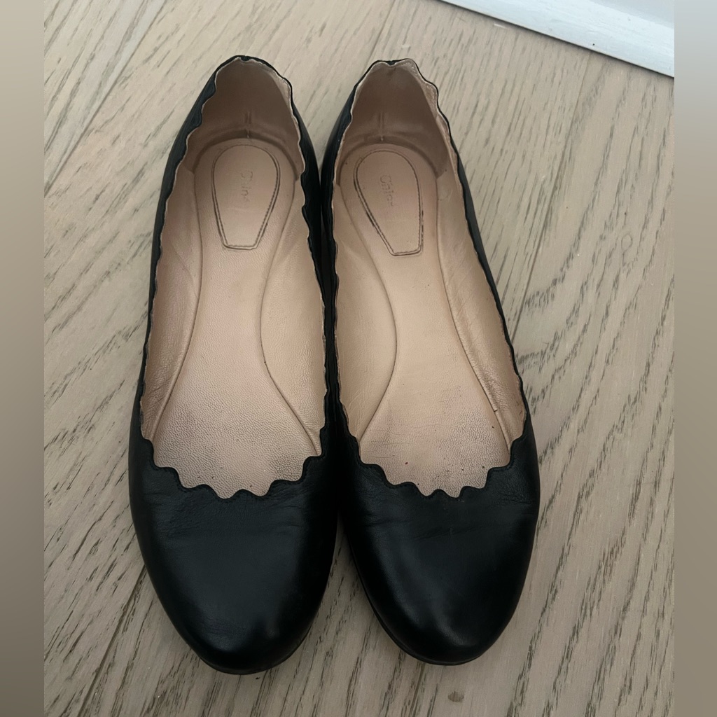 Chlo Lauren Scalloped Ballet Flats Eur 39 Black